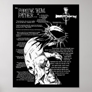 Vergeef hun Vader Anime Jezus Kruis T-shirt Poster