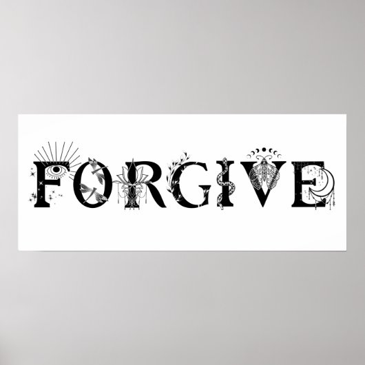 Vergeef inspirerend wordart Lotus maan spiritueel Poster (Voorkant)