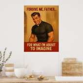 “Vergeef me, Vader…” Oude humoristische print (Keuken)