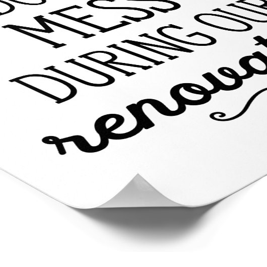 Vergeef ons mannetje tijdens onze renovatieschema poster (Hoek)