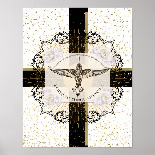 Vergeef ze TOCH inspirerend kolibrie Poster (Voorkant)