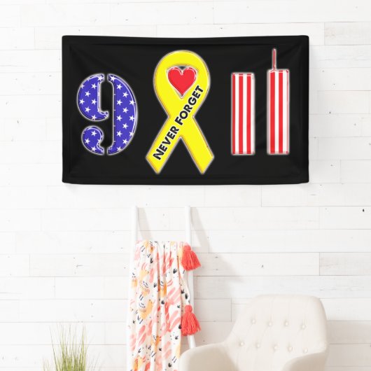 Vergeet 11 september geel lintje nooit spandoek (Insitu)