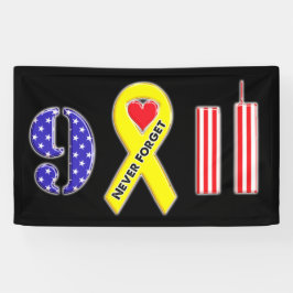 Vergeet 11 september geel lintje nooit spandoek