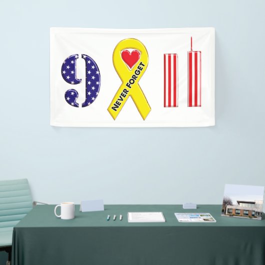 Vergeet 11 september geel lintje nooit spandoek (Beurs)