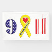 Vergeet 11 september geel lintje nooit spandoek (Horizontaal)