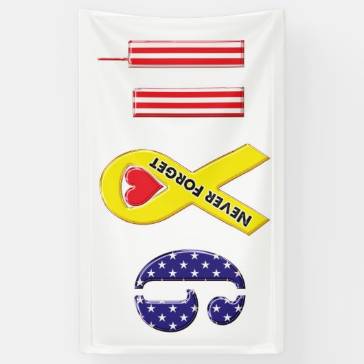 Vergeet 11 september geel lintje nooit spandoek (Verticaal)