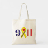 Vergeet 11 september geel lintje nooit tote bag (Achterkant)
