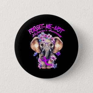 Vergeet Alzheimer Awareness Olifant Paars niet Ronde Button 5,7 Cm