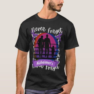 Vergeet Alzheimer's Awareness Retro Paarse Fa nooi T-shirt