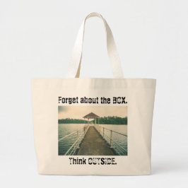 Vergeet de Doos Denk Buiten. Retro Meer met Steige Grote Tote Bag