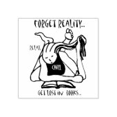 Vergeet de realiteit, verlies in bibliotheekstempe rubberstempel (Afrduk)