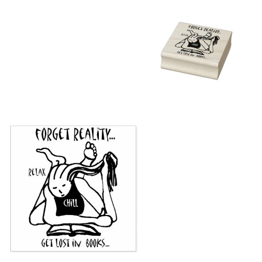 Vergeet de realiteit, verlies in bibliotheekstempe rubberstempel (Gestempeld)