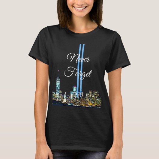Vergeet de Towers van het Trade Center 911 Memoria T-shirt (Voorkant)