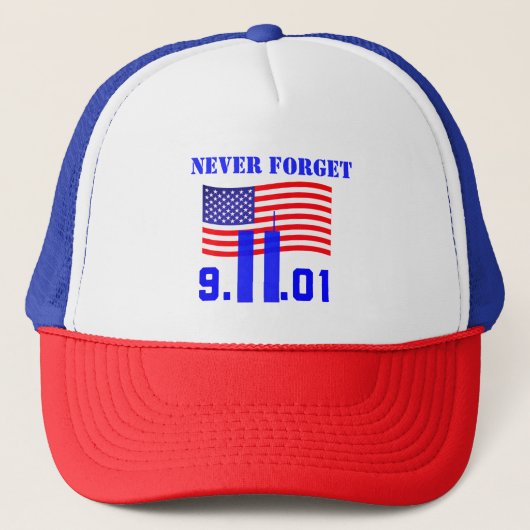 Vergeet de vrachtwagenhoed van 9/11 nooit trucker pet (Voorkant)