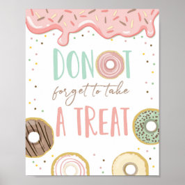 Vergeet een 'Treat Pink Girl Birthday Party'-teken Poster