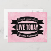 Vergeet gisteren, leef vandaag, droom morgen briefkaart (Voorkant / Achterkant)