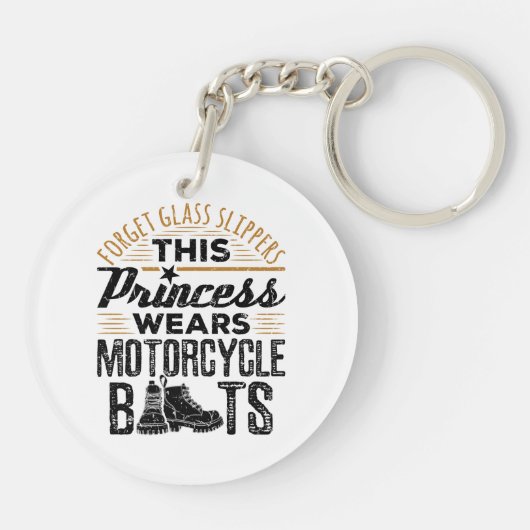 Vergeet Glass Slippers Princess Motorcycle Boots Sleutelhanger (Achterkant)