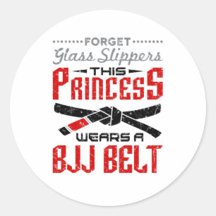 Vergeet glazen muiltjes Prinses draagt BJJ riem Ronde Sticker