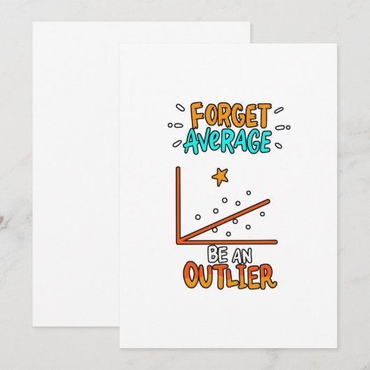 Vergeet het gemiddelde een uitbijter Wiskunde-woor Bedankkaart (Voorkant / Achterkant)