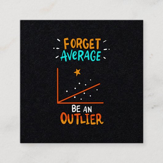 Vergeet het gemiddelde een uitbijter Wiskunde-woor Vierkante Visitekaartje (Voorkant)