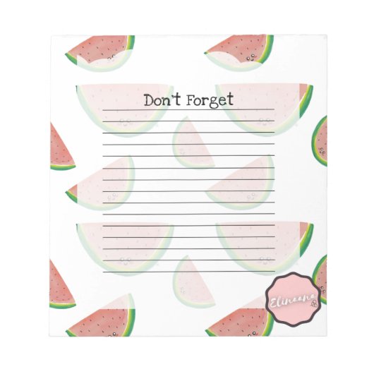 Vergeet het niet, Kawaii Watermelon Notitieblok (Voorkant)