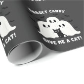 Vergeet het Snoep Geef me een kat Spooky Halloween Cadeaupapier (Rol Hoek)
