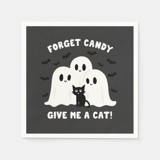 Vergeet het Snoep Geef me een kat Spooky Halloween Servet (Voorkant)