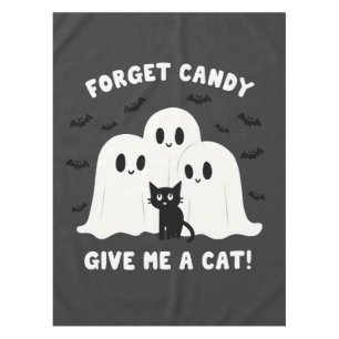 Vergeet het Snoep Geef me een kat Spooky Halloween Tafelkleed