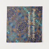 Vergeet jaren herinneren momenten Blauwe gouden st Wandkleed (Voorkant (horizontaal))