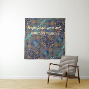 Vergeet jaren herinneren momenten Blauwe gouden st Wandkleed