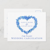 Vergeet-me-geen blauw hart met geannuleerde bruilo aankondigingskaart (Voorkant / Achterkant)
