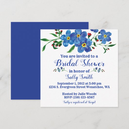 Vergeet me geen blauwe waterverf Vrijgezellenfeest Kaart (Voorkant / Achterkant)