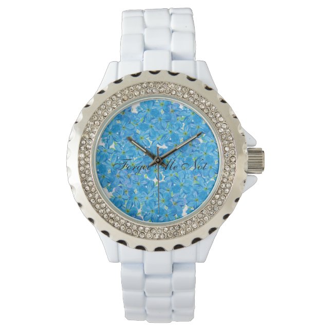 Vergeet me geen Clusters van waterblauwe bloemen Horloge (Voorkant)