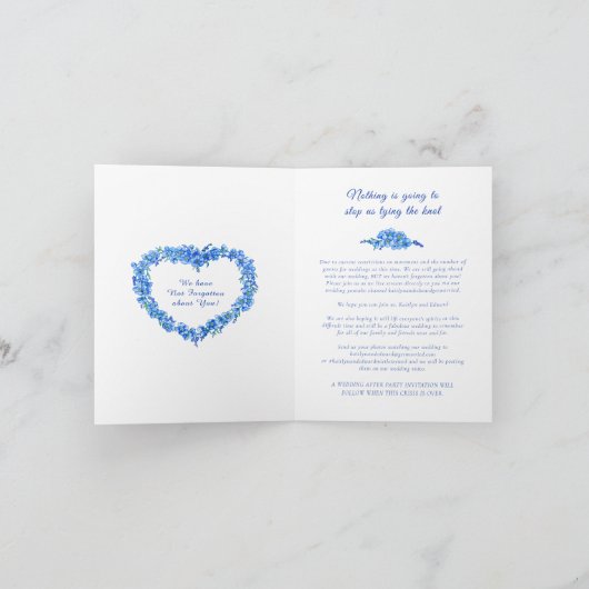 Vergeet me-geen hartelblauwe witte bruiloft live s aankondiging (Binnen)