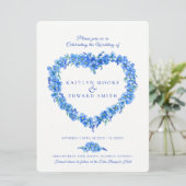 Vergeet me-geen hartsblauw wit kaart (Staand voorkant)