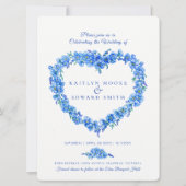 Vergeet me-geen hartsblauw wit kaart (Voorkant)