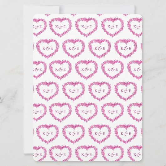 Vergeet me-geen hartsroze bruiloft wit kaart (Achterkant)