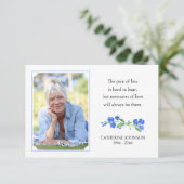 Vergeet me geen herinneringen aan liefdesfoto begr bedankkaart (Staand voorkant)