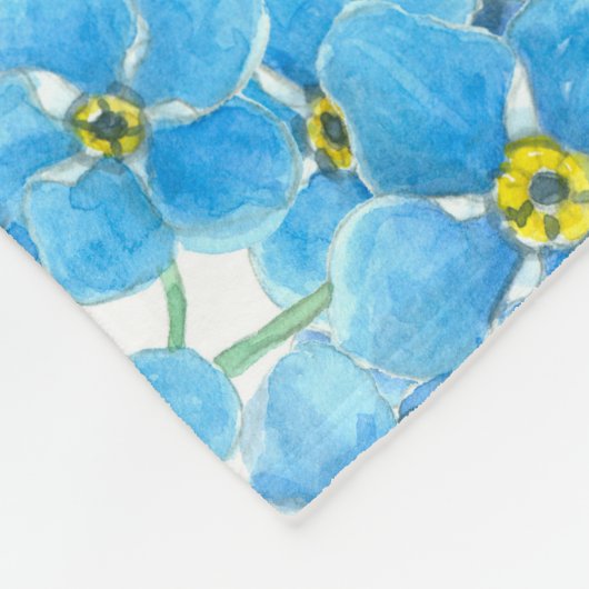 Vergeet me geen waterverf fleece deken (Hoek)