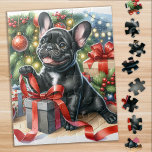 Vergeet me Knot - Black Labrador Legpuzzel<br><div class="desc">Een  zwart lab en vergeet me dat ik bloemen knuffel. Vergeet me niet - Oorspronkelijk kunstwerk van Judy Burrows @ Black Dog Art</div>