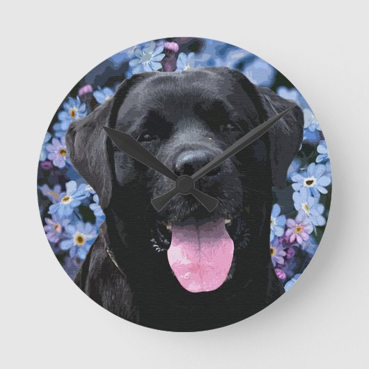 Vergeet me Knot - Black Labrador Ronde Klok (Voorkant)