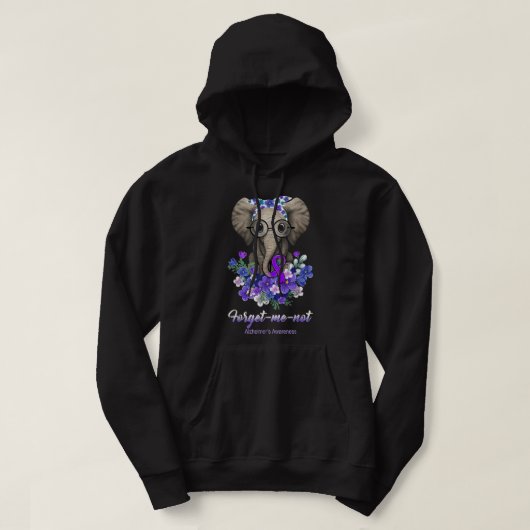 Vergeet me niet Alzheimer's Awareness Elephant Flo Hoodie (Design voorkant)