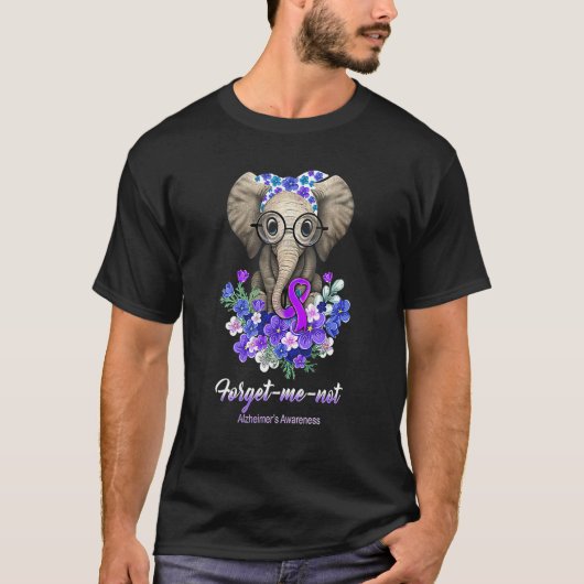 Vergeet me niet Alzheimer's Awareness Elephant Flo T-shirt (Voorkant)