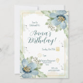 Vergeet-me-niet aquarel bloemen verjaardag kaart (Voorkant)