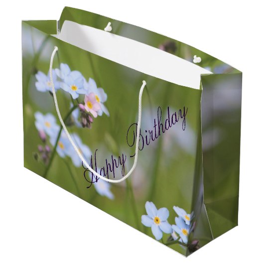 Vergeet-me-niet Birthday Bag Large Cadeautasje (Achterkant Gekanteld)