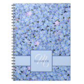 Vergeet me niet blauw bloemnaam + monogram Sjabloo Notitieboek (Voorkant)