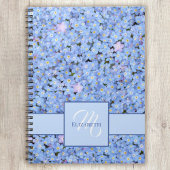 Vergeet me niet blauw bloemnaam + monogram Sjabloo Notitieboek