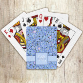 Vergeet me niet blauw bloemnaam + monogram Sjabloo Pokerkaarten