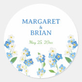 Vergeet me niet Blauw & Wit Bruid Bruidegom Ronde Sticker (Voorkant)