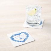 Vergeet-me-niet-blauwe bloem hart krans bruiloft kartonnen onderzetters (Insitu)